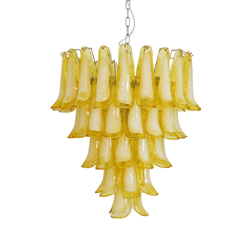 Wave Yellow Glass Chandelier | Modern Designer Pendant Light for Dining Room