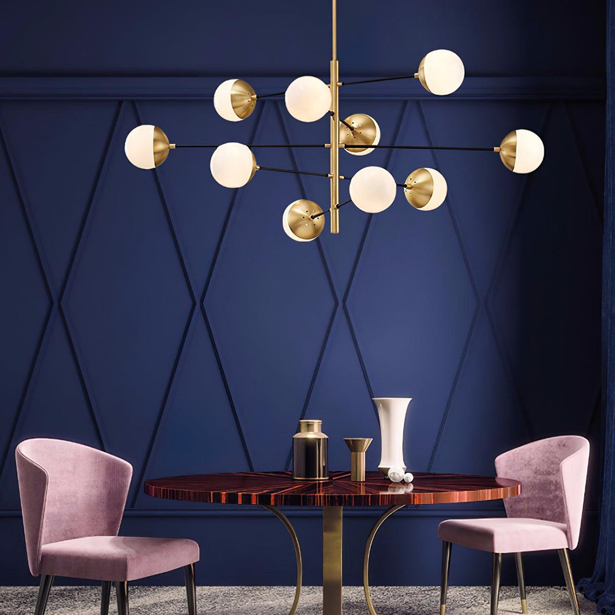 Waverly Modern Glass Chandelier in Gold for Dining Room and Living Room