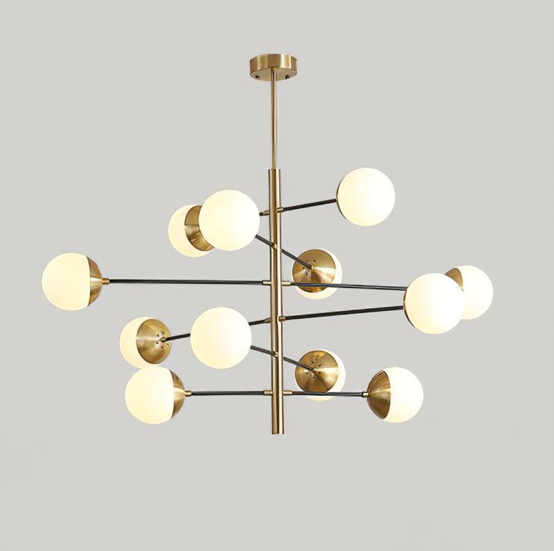 Waverly Modern Glass Chandelier in Gold for Dining Room and Living Room