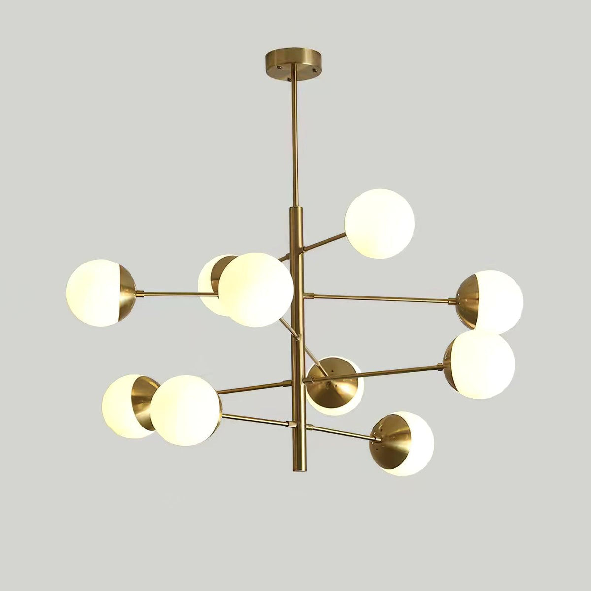 Waverly Modern Glass Chandelier in Gold for Dining Room and Living Room