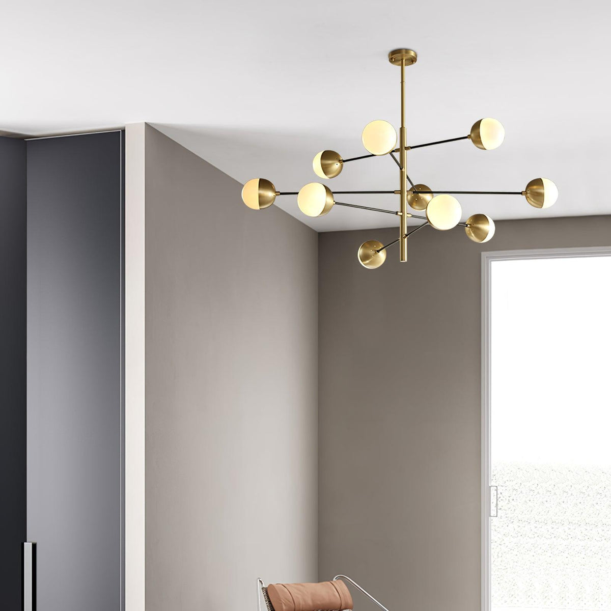 Waverly Modern Glass Chandelier in Gold for Dining Room and Living Room