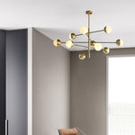 Waverly Modern Glass Chandelier in Gold for Dining Room and Living Room