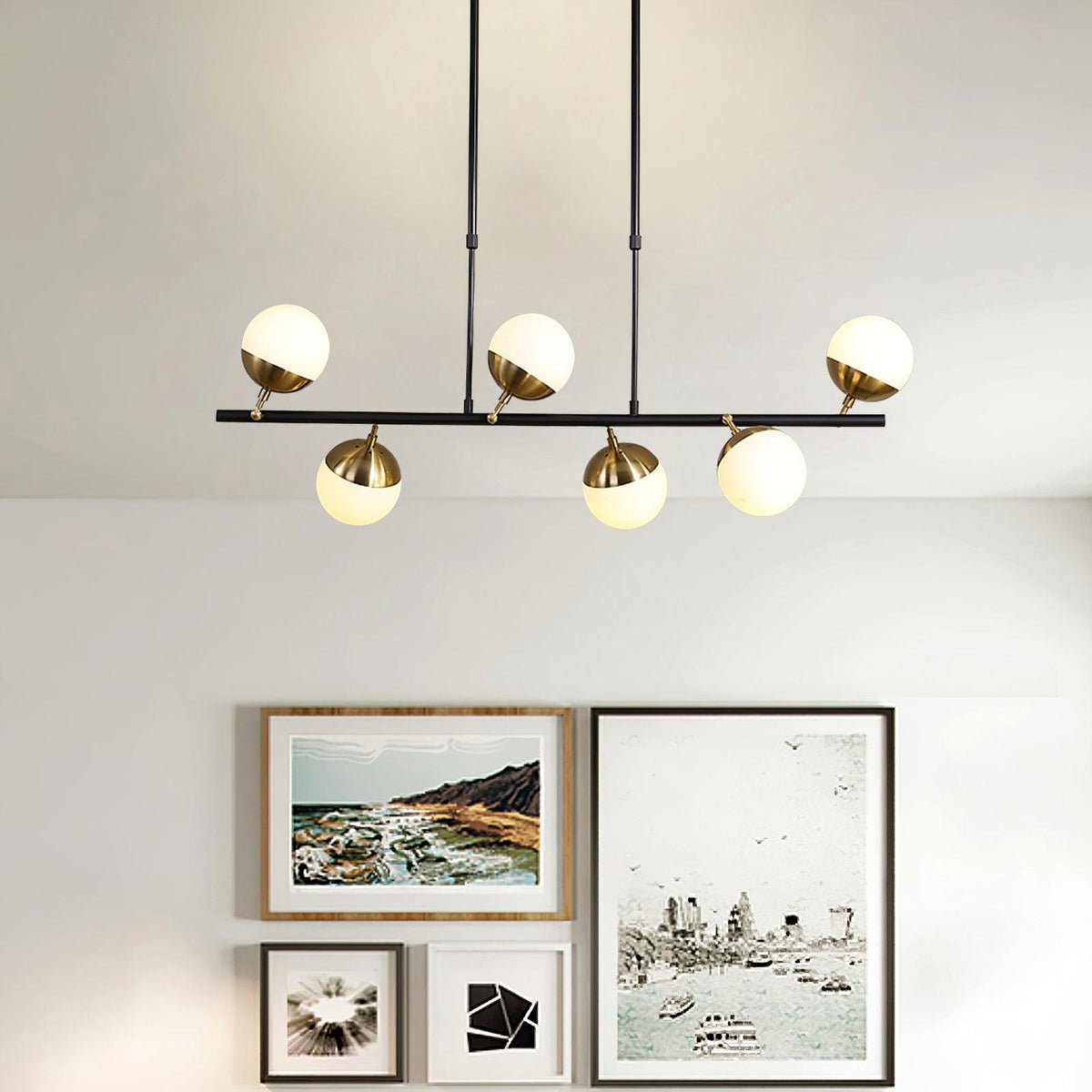 Waverly Six-Light Modern Glass Chandelier for Dining Room and Restaurant