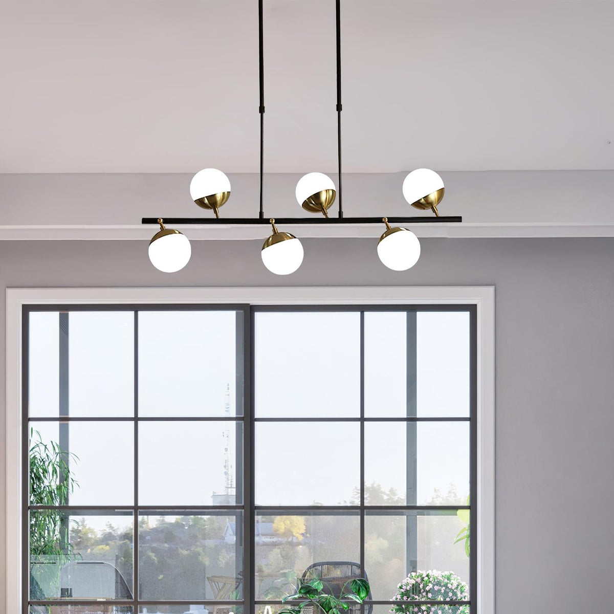 Waverly Six-Light Modern Glass Chandelier for Dining Room and Restaurant