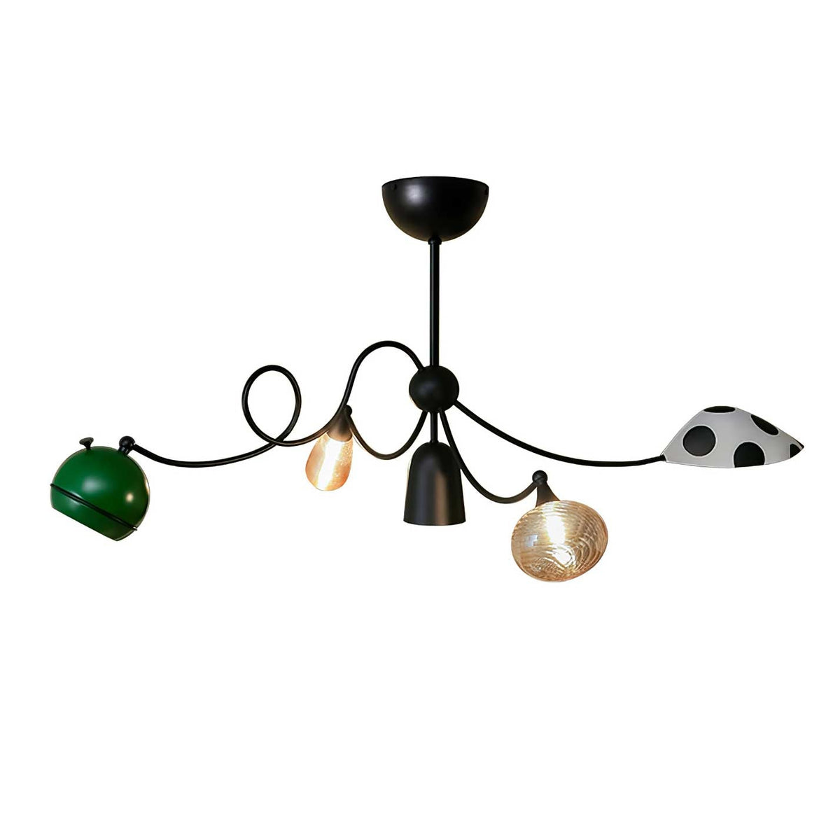 WhimsiLoop Sculptural Chandelier with Mixed Glass Shades