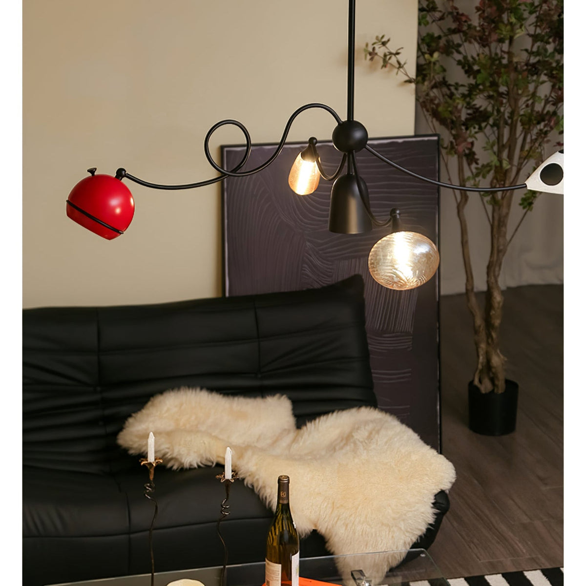 WhimsiLoop Sculptural Chandelier with Mixed Glass Shades