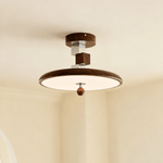 Whirl Ceiling Lamp – Modern Walnut & Chrome Flush Mount Light