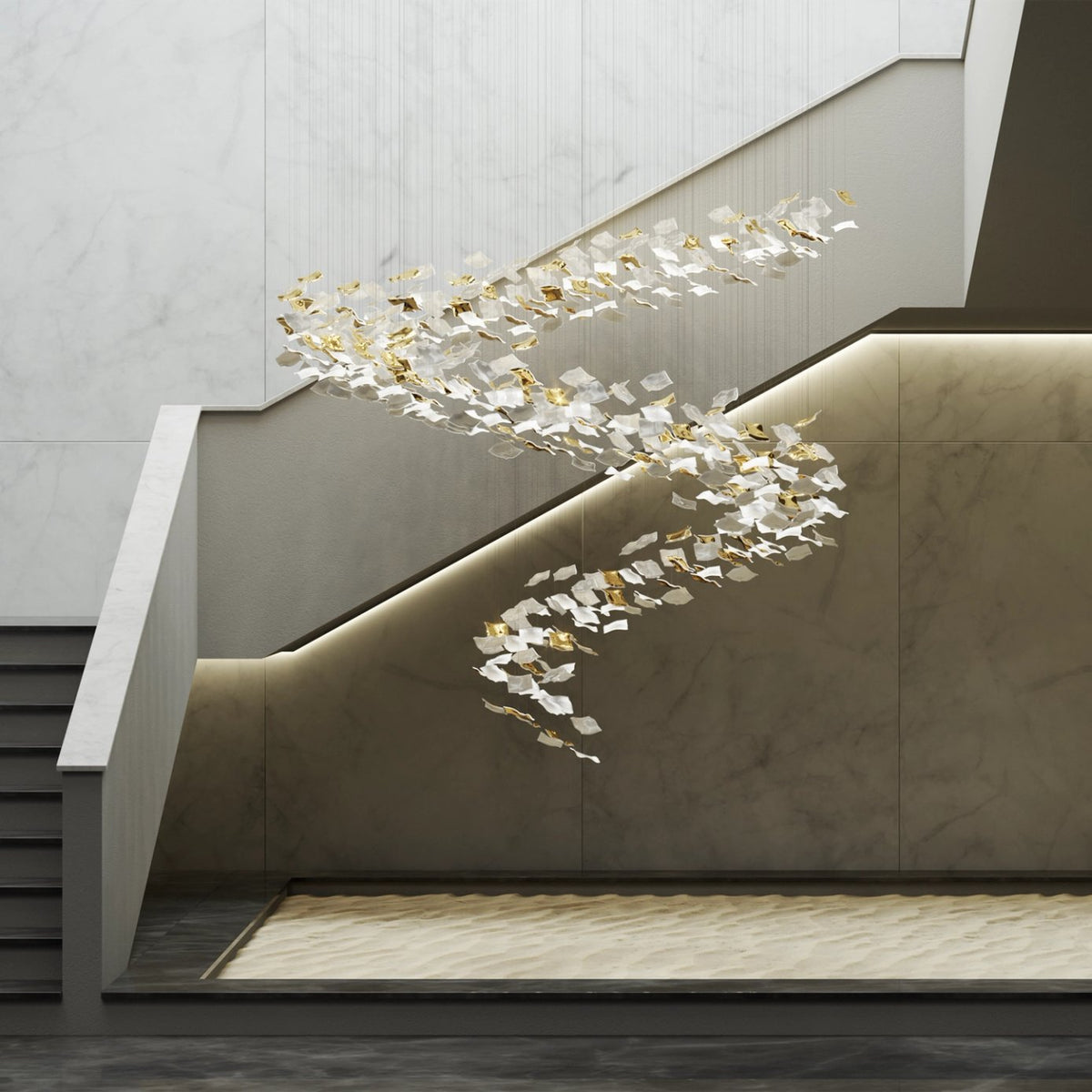 Whispering Kerchiefs Modern Glass Chandelier for Living and Dining Rooms
