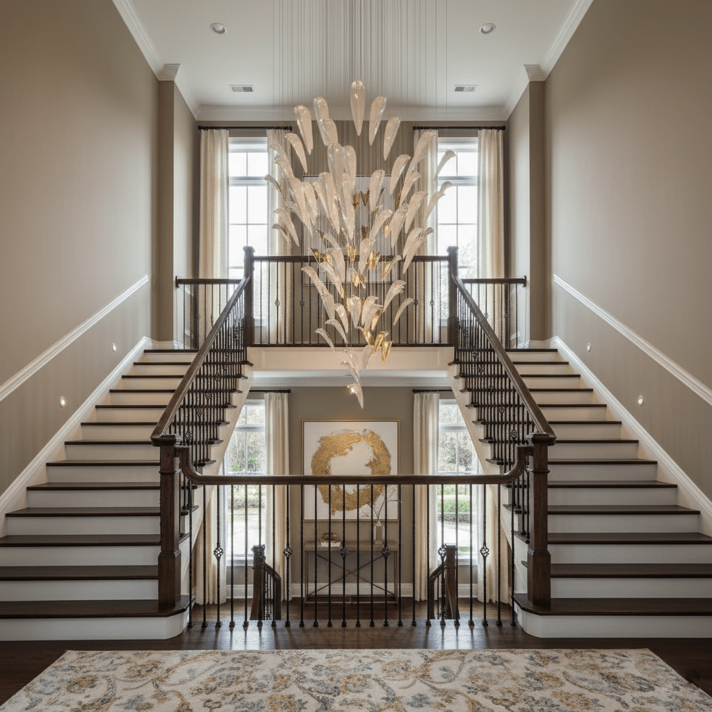 White Feather Art Deco Glass Chandelier – Customizable Modern LED Pendant Light