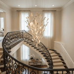 White Feather Art Deco Glass Chandelier – Customizable Modern LED Pendant Light