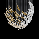 White Feather Art Deco Glass Chandelier – Customizable Modern LED Pendant Light