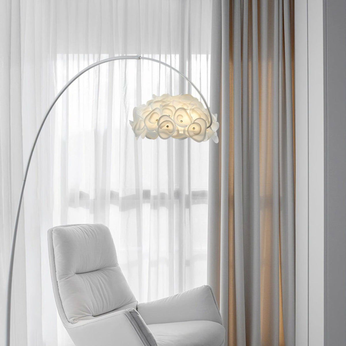 White Hydrangea Floor Lamp