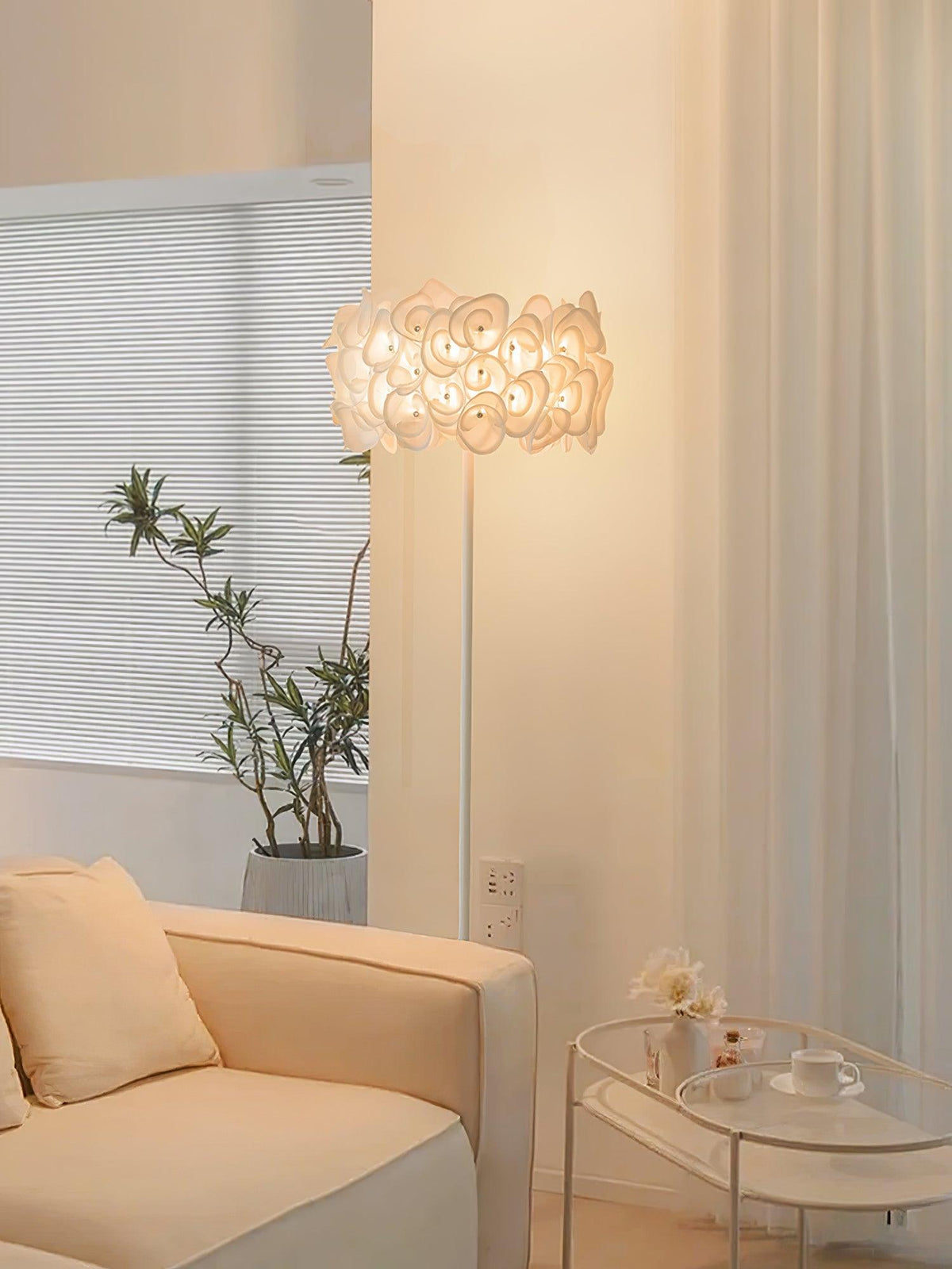 White Hydrangea Floor Lamp