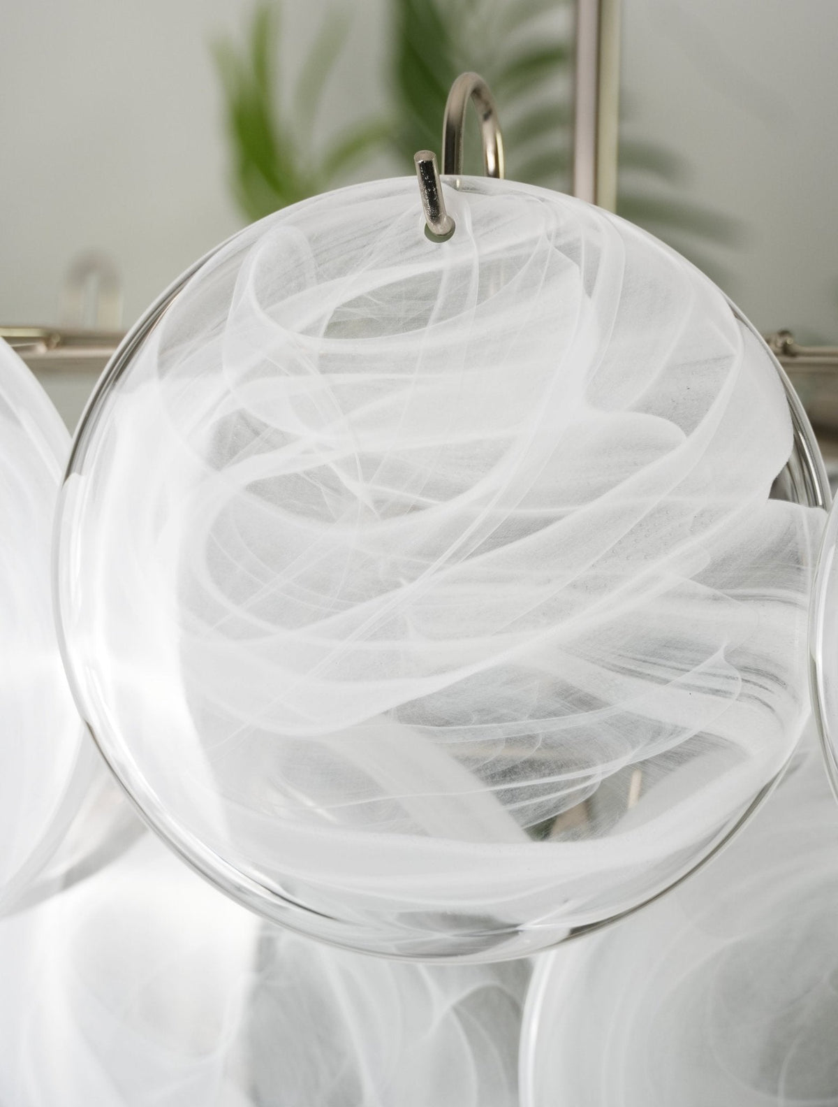 Lumina White Glass Disc Chandelier – Modern Designer Pendant Light for Dining Room and Living Room