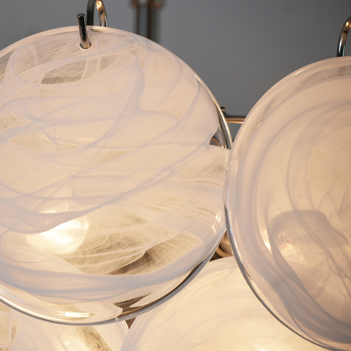 Lumina White Glass Disc Chandelier – Modern Designer Pendant Light for Dining Room and Living Room