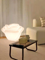 White Rose LED Table Lamp – Sculptural Petal Design for Modern Interiors