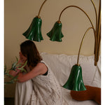 Willow Belle Six-Light Brass and Green Glass Chandelier for Dining and Living Rooms