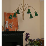 Willow Belle Six-Light Brass and Green Glass Chandelier for Dining and Living Rooms