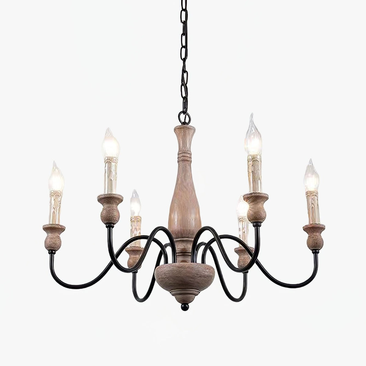 Willowbrook Farmhouse Chandelier – Rustic Wood & Metal 6-Light Pendant