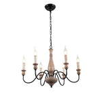Willowbrook Farmhouse Chandelier – Rustic Wood & Metal 6-Light Pendant