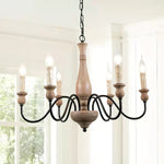 Willowbrook Farmhouse Chandelier – Rustic Wood & Metal 6-Light Pendant