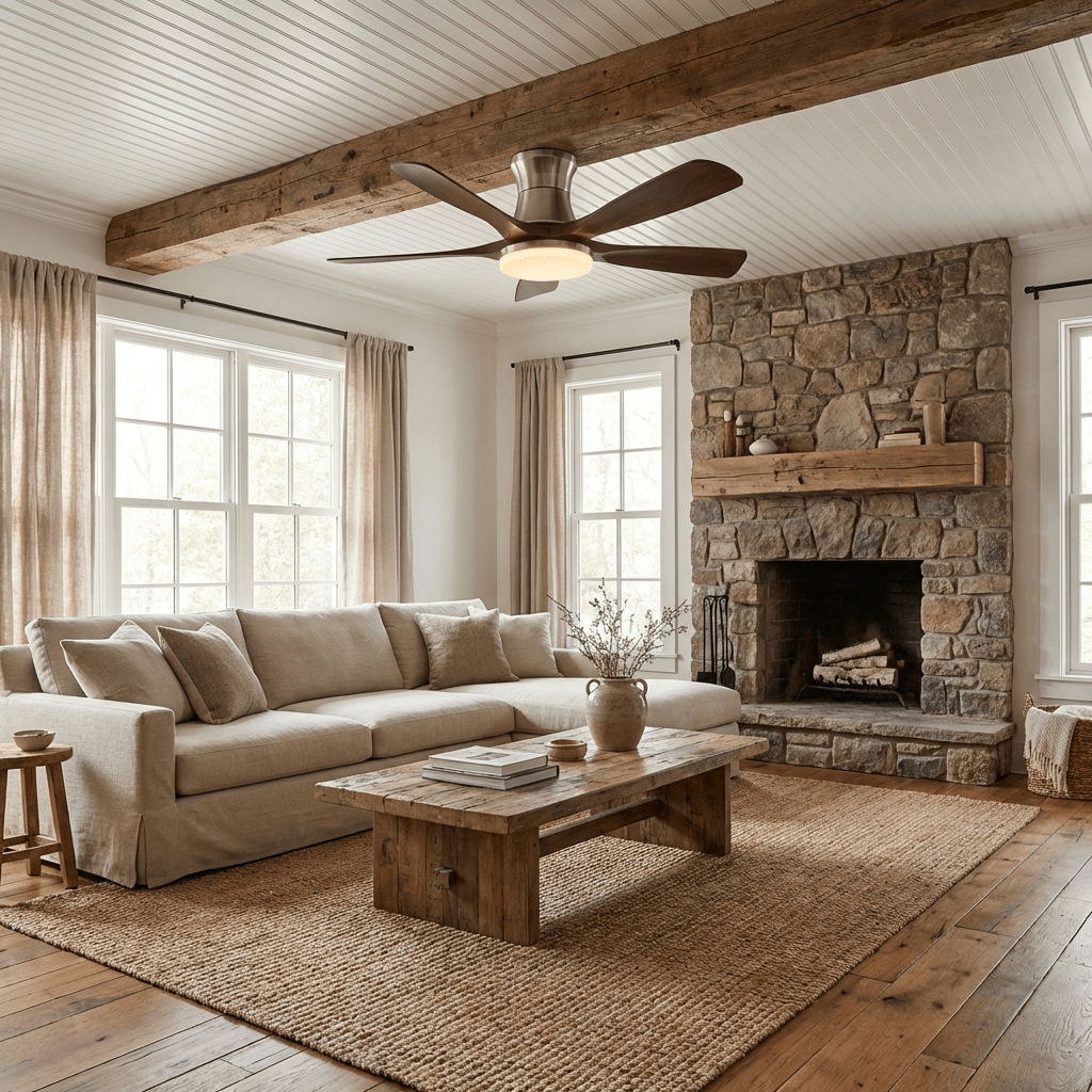 Windara Ceiling Fan with LED Light, Walnut & Nickel, 56"