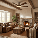 Windara Ceiling Fan with LED Light, Walnut & Nickel, 56"