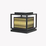 Window Grille Outdoor Post Light in Black & White with Alabaster Panels