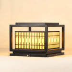 Window Grille Outdoor Post Light in Black & White with Alabaster Panels