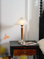 Winston Vintage Table Lamp – Fluted Glass & Walnut Wood LED Desk Lamp