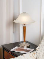 Winston Vintage Table Lamp – Fluted Glass & Walnut Wood LED Desk Lamp
