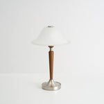 Winston Vintage Table Lamp – Fluted Glass & Walnut Wood LED Desk Lamp