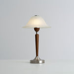 Winston Vintage Table Lamp – Fluted Glass & Walnut Wood LED Desk Lamp