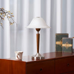 Winston Vintage Table Lamp – Fluted Glass & Walnut Wood LED Desk Lamp