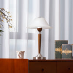 Winston Vintage Table Lamp – Fluted Glass & Walnut Wood LED Desk Lamp