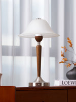 Winston Vintage Table Lamp – Fluted Glass & Walnut Wood LED Desk Lamp