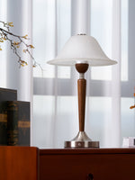 Winston Vintage Table Lamp – Fluted Glass & Walnut Wood LED Desk Lamp