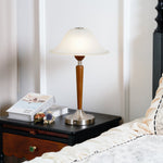 Winston Vintage Table Lamp – Fluted Glass & Walnut Wood LED Desk Lamp