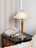 Winston Vintage Table Lamp – Fluted Glass & Walnut Wood LED Desk Lamp