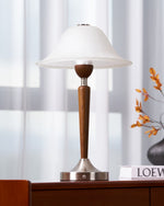 Winston Vintage Table Lamp – Fluted Glass & Walnut Wood LED Desk Lamp