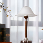Winston Vintage Table Lamp – Fluted Glass & Walnut Wood LED Desk Lamp