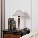 Winston Vintage Table Lamp – Fluted Glass & Walnut Wood LED Desk Lamp