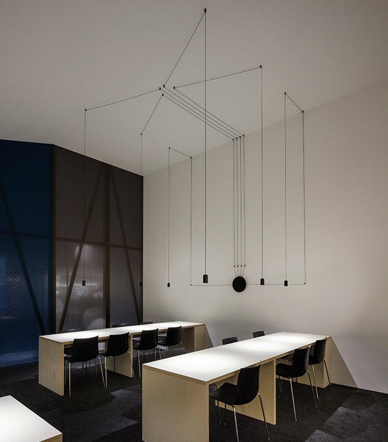 Line Form Pendant Light – Minimalist Geometric LED Chandelier