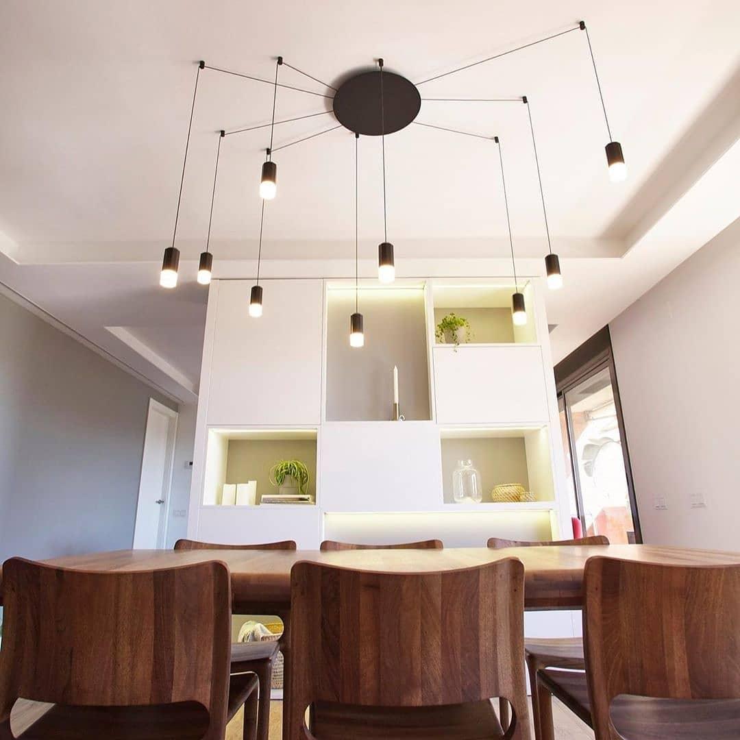 Line Form Pendant Light – Minimalist Geometric LED Chandelier