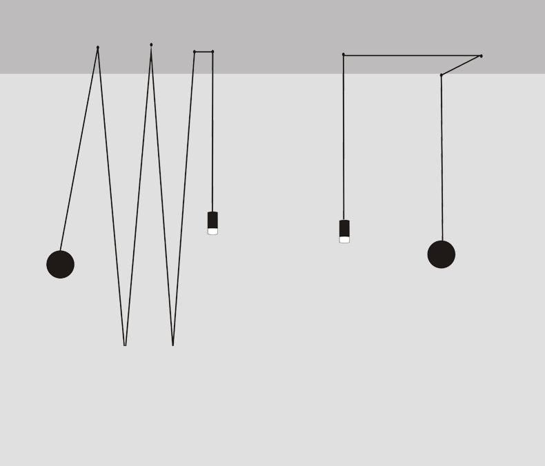 Line Form Pendant Light – Minimalist Geometric LED Chandelier