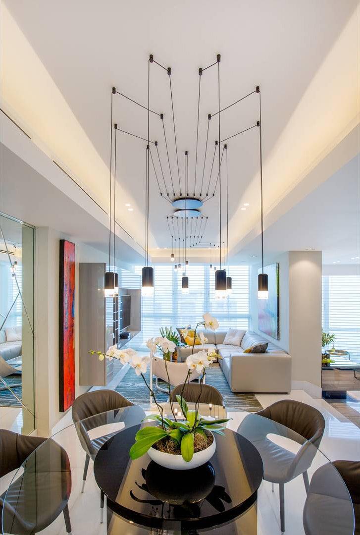 Line Form Pendant Light – Minimalist Geometric LED Chandelier
