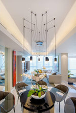 Line Form Pendant Light – Minimalist Geometric LED Chandelier