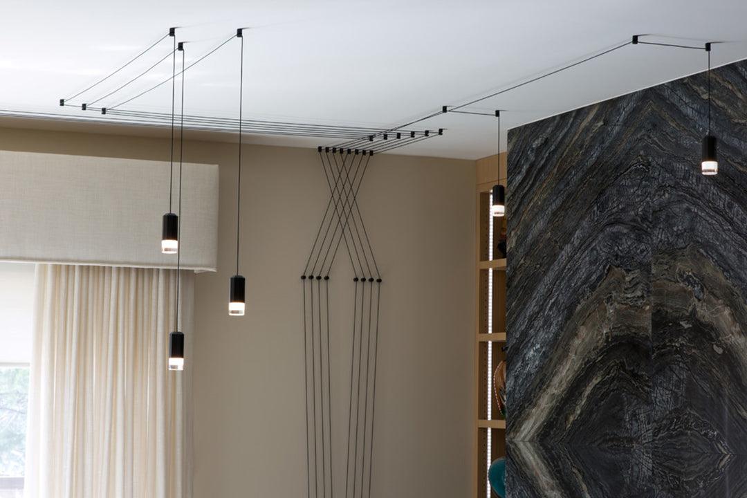 Line Form Pendant Light – Minimalist Geometric LED Chandelier