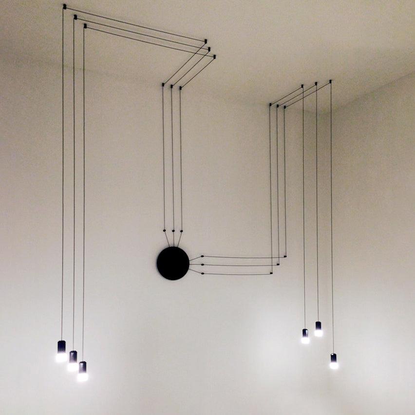 Line Form Pendant Light – Minimalist Geometric LED Chandelier
