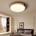 Walnut Wood Accent LED Flush Mount Ceiling Light